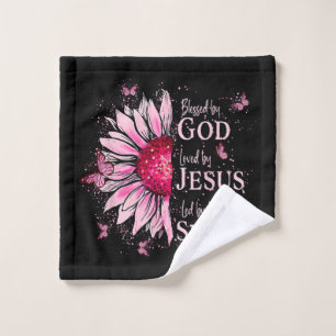 Toalha De Rosto Abençoado Por Deus - Amado Por Jesus Girassol Rosa