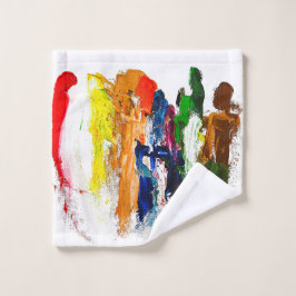 Toalha De Rosto Abstrato Expressão de figuras humanas em movimento