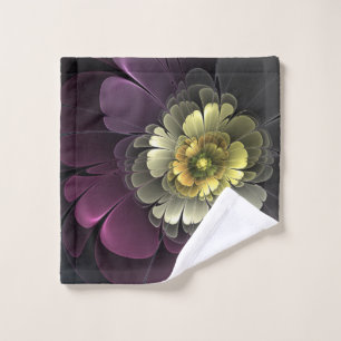 Toalha De Rosto Abstrato Modern Purpur Khaki Cinza Flor Fractal