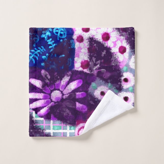 Toalha De Rosto Abstrato - Sinal de Paz Hippie Art Purple Azul (Pano de lavar)