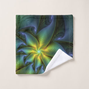Toalha De Rosto Abstrato Star, Ouro Verde brilhante Arte Fractal