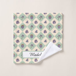 Toalha De Rosto Academia de Meninas Personalizada Xadrez Verde Men