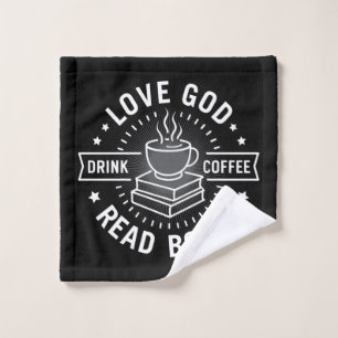 Toalha De Rosto Amor Deus Beba Café Ler Livros Vintage