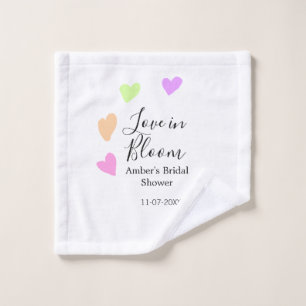 Toalha De Rosto Amor em flor coração colorido chá de noiva nome da