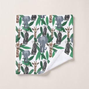 Toalha De Rosto Animais Safari do Elefante Girafa-Zebra Selva