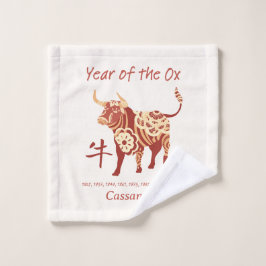 Toalha De Rosto Ano Zodíaco Chinês Do Sinal Animal Ox