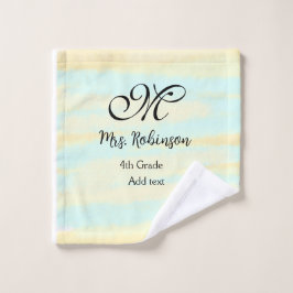 Toalha De Rosto apreciação do professor de aquarela azul simples