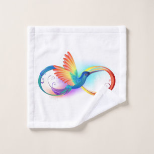 Toalha De Rosto Arco-íris Hummingbird com símbolo Infinito