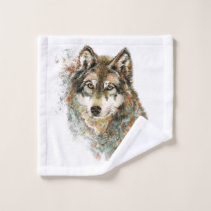 Toalha De Rosto Arte Animal do Lobo-D-Águas