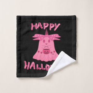 Toalha De Rosto Arte Digital Coquete Rosa Fantasma Feliz Halloween