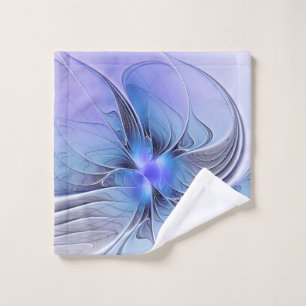 Toalha De Rosto Arte fractal moderna abstrata azul lavanda
