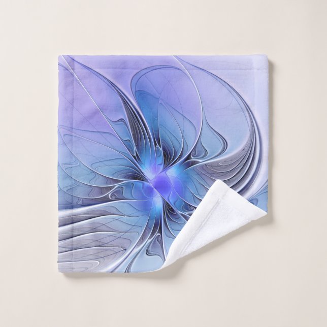 Toalha De Rosto Arte fractal moderna abstrata azul lavanda (Pano de lavar)