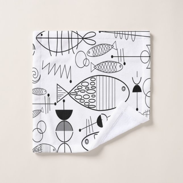 Toalha De Rosto Arte Moderna dos Peixes do Médio século (Pano de lavar)