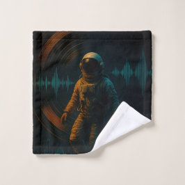 Toalha De Rosto Astronauta Flutuante na Arte Sonora Glitchwave
