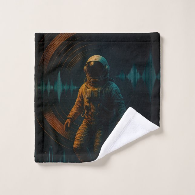 Toalha De Rosto Astronauta Flutuante na Arte Sonora Glitchwave (Pano de lavar)