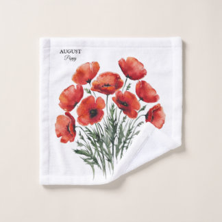 Toalha De Rosto August Poppy Bloom - Presente de Aniversário Perso