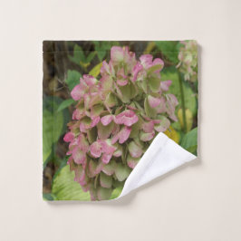 Toalha De Rosto Autumn Hydrangea Bloom com Ouro Hosta Leaves