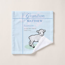 Toalha De Rosto Avô Baptism Blue Boy Lamb Personalizado