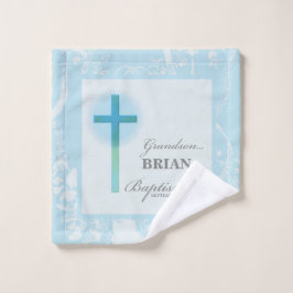 Toalha De Rosto Avô Baptism Blue Lace Personalizado