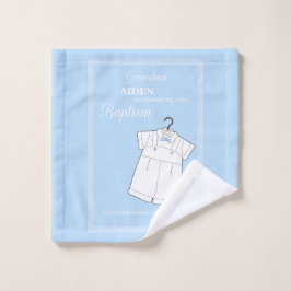 Toalha De Rosto Avô de batismo personalizado com o bebê azul