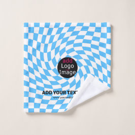 Toalha De Rosto Azul pálido do Verificador de Marca Personalizado