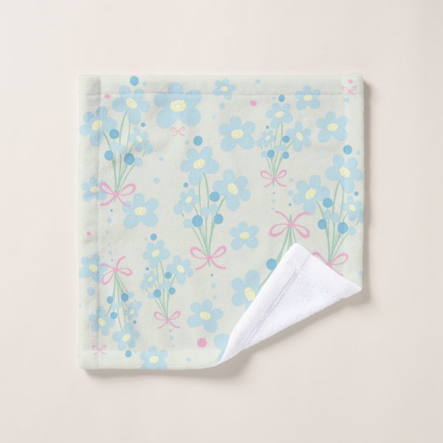 Toalha De Rosto Azul Suave e Harmonia Rosa (Pano de lavar)