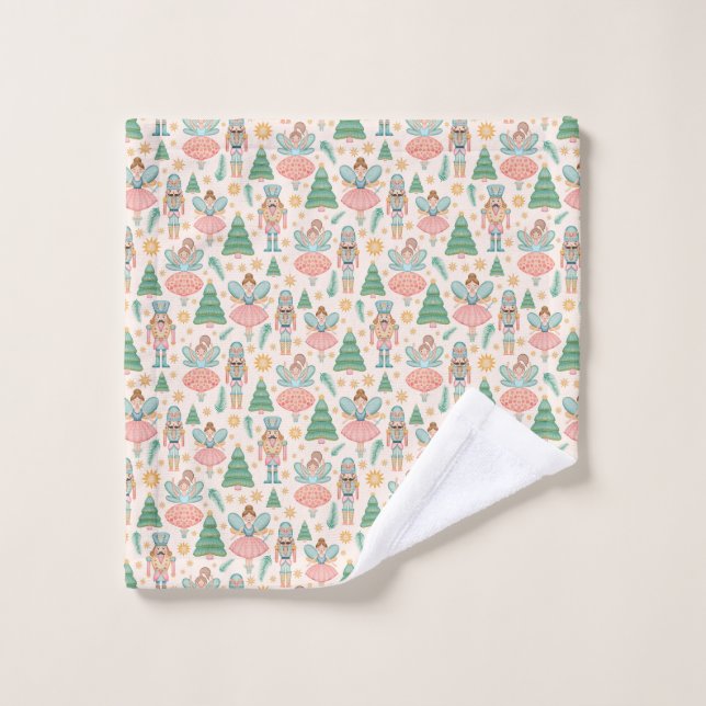 Toalha De Rosto Balé e Fadas de Nozes em Fundo de Creme (Pano de lavar)