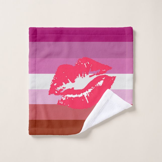 Toalha De Rosto Bandeira do Orgulho Lésbico Batom (Pano de lavar)