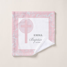 Toalha De Rosto Batismo rosa de cadela personalizado