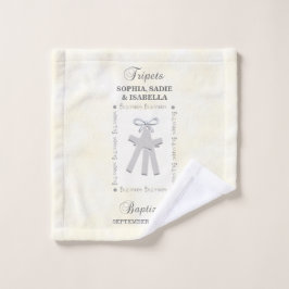 Toalha De Rosto Batismo triplicado em 3 cruzamentos amarelas perso