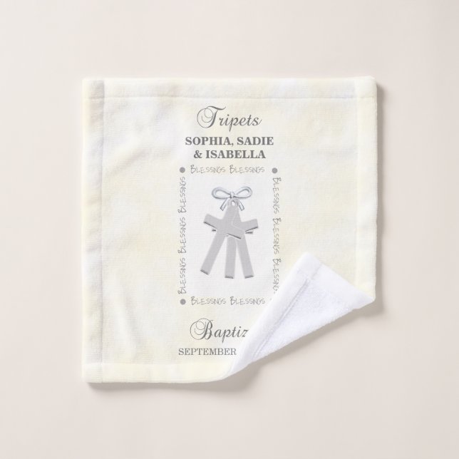 Toalha De Rosto Batismo triplicado em 3 cruzamentos amarelas perso (Pano de lavar)