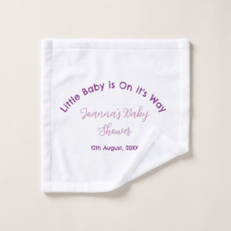 Toalha De Rosto bebê a caminho baby shower nome rosa pu