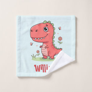 Toalha De Rosto Bebê Dinossauro Vermelho Fofo