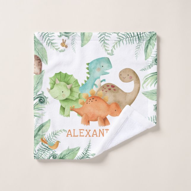 Toalha De Rosto Bebês Bonitos Dinossauros Crianças (Pano de lavar)