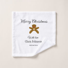 Toalha De Rosto Biscoitos marrons de Natal felizes adicionam nome 