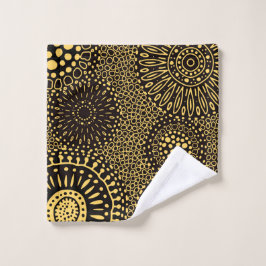 Toalha De Rosto Black Gold Ethnic Floral Pattern Wash Cloth