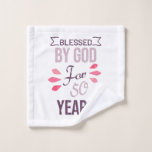 Toalha De Rosto Blessed by God for 50 years, 50th birthday design<br><div class="desc">Colorful 50th birthday design in decorative style with distressed effect on text. Funny sarcastic 50 years old saying quote with phase as Blessed by God for 50 Years. Perfect Happy Birthday Gift idea for Dad,  mom,  Friend grandma,  grandpa,  uncle and aunt.</div>