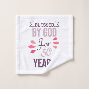 Toalha De Rosto Blessed by God for 50 years, 50th birthday design
