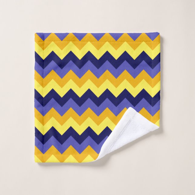 Toalha De Rosto Blue Yellow Dourado Chevrons Washington (Pano de lavar)