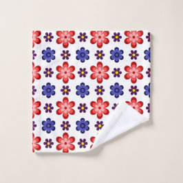 Toalha De Rosto Boho Blue Purple Red Flowers Washcloth