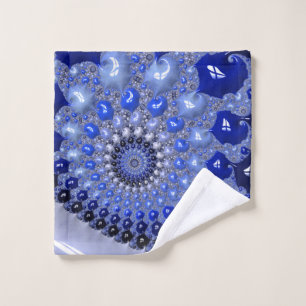 Toalha De Rosto Bolhas Fractais de Omã Azul abstrato
