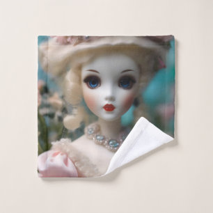 Toalha De Rosto Boneca Vintage Azul,