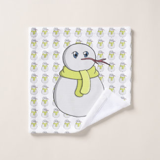 Toalha De Rosto Boneco de neve usando um cachecol amarelo