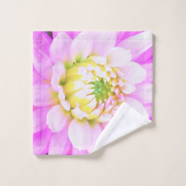 Toalha De Rosto Bonito rosa, branco e amarelo Cactus Dahlia Macro