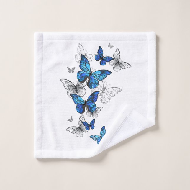 Toalha De Rosto Borboletas Azuis Morpho (Pano de lavar)