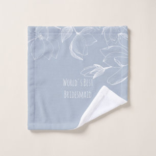 Toalha De Rosto BRIDESMAIDS GIFTS DEMONSTROU Azul Magnolias Branca