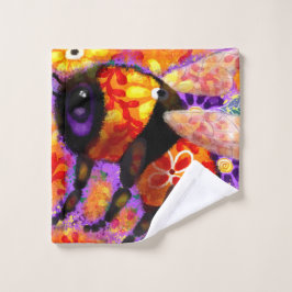 Toalha De Rosto Bumble Bumble Floral Vermelho Amarelo Roxo