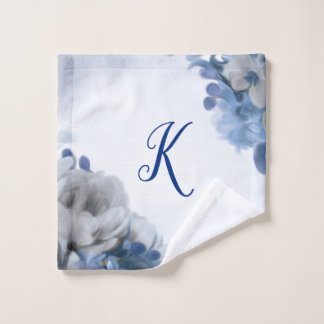 Toalha De Rosto Buquê da peônia - azul & cinzas - Washcloth