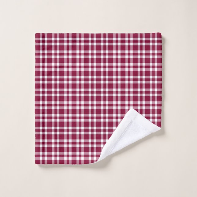 Toalha De Rosto Burgundy White Plaid Pattern (Pano de lavar)