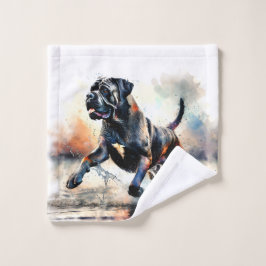Toalha De Rosto Cachorro Cane Corso em aquarela
